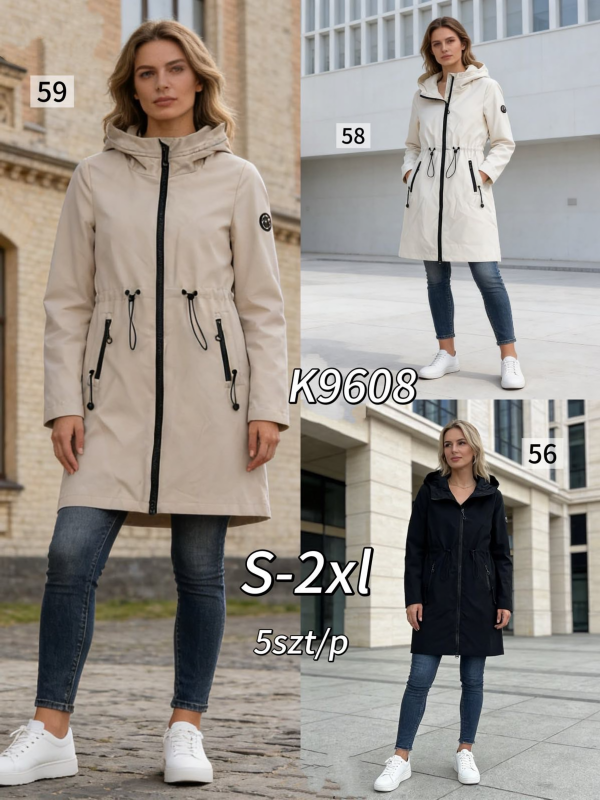 Kurtki damskie cienki Roz M-3XL, 1 Kolor .Paczka 5 szt